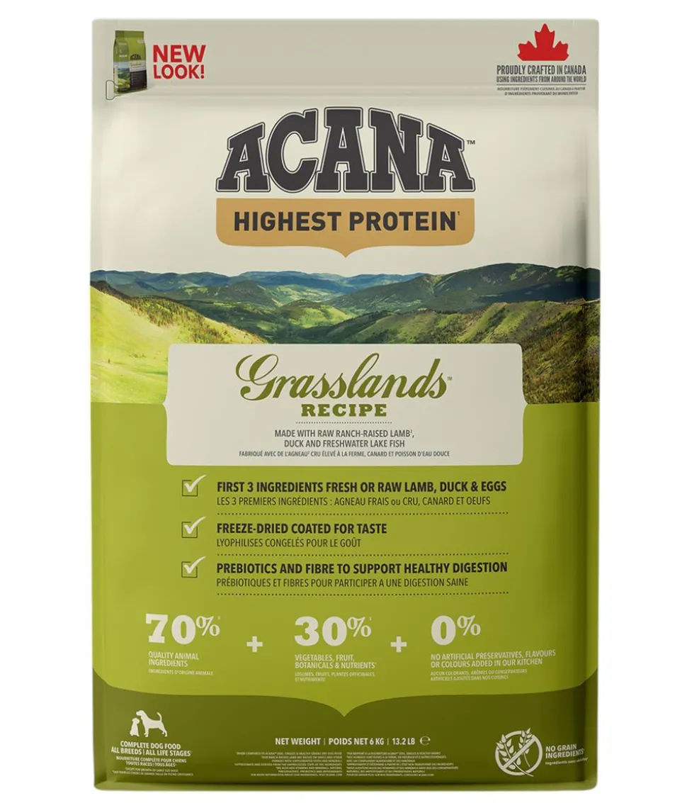 ACANA Trockenfutter für Hunde Regionals Dog Grasslands, Adult, Ente & Lamm