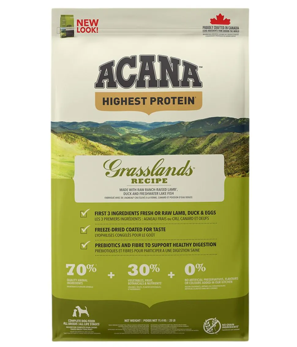 ACANA Trockenfutter für Hunde Regionals Dog Grasslands, Adult, Ente & Lamm