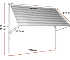 Angerer Klemmmarkise Premium, gestreift, ca. B200/H275/T170 cm