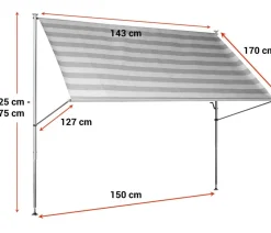 Angerer Klemmmarkise Premium, gestreift, ca. B150/H275/T170 cm