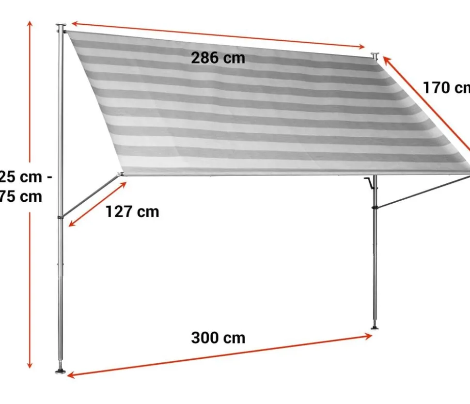 Angerer Klemmmarkise Premium, gestreift, ca. B300/H275/T170 cm