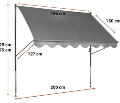 Angerer Klemmmarkise Standard, uni, ca. B200/H275/T150 cm