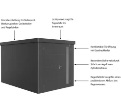 Biohort Gerätehaus Neo 4B, ca. B236/H222/T348 cm