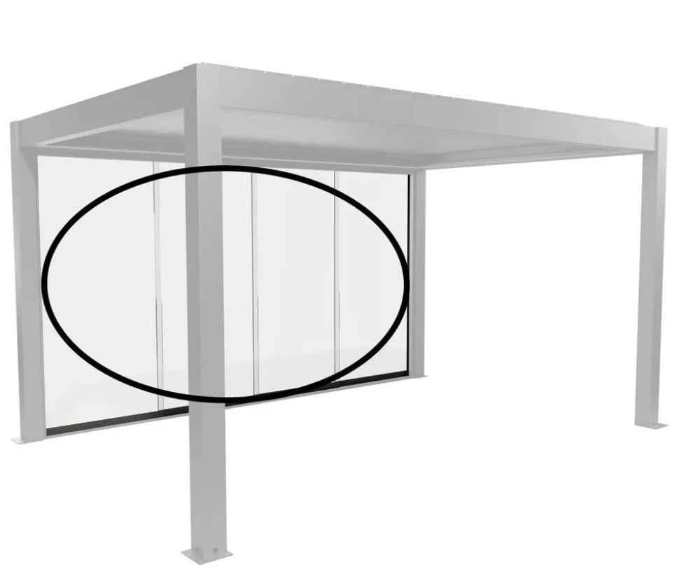 Biohort Glasschiebewand für Pergolen Klarglas 4,5 m, ca. B420/H234,9/T9 cm