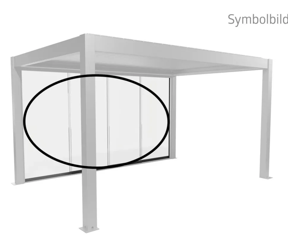 Biohort Glasschiebewand für Pergolen Klarglas 4 m, ca. B364,5/H234,9/T9 cm