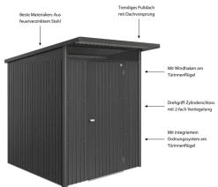 Biohort Metallgerätehaus AvantGarde ECO A1, ca. B180/H218/T220 cm