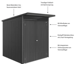 Biohort Metallgerätehaus AvantGarde ECO A1, ca. B180/H218/T220 cm