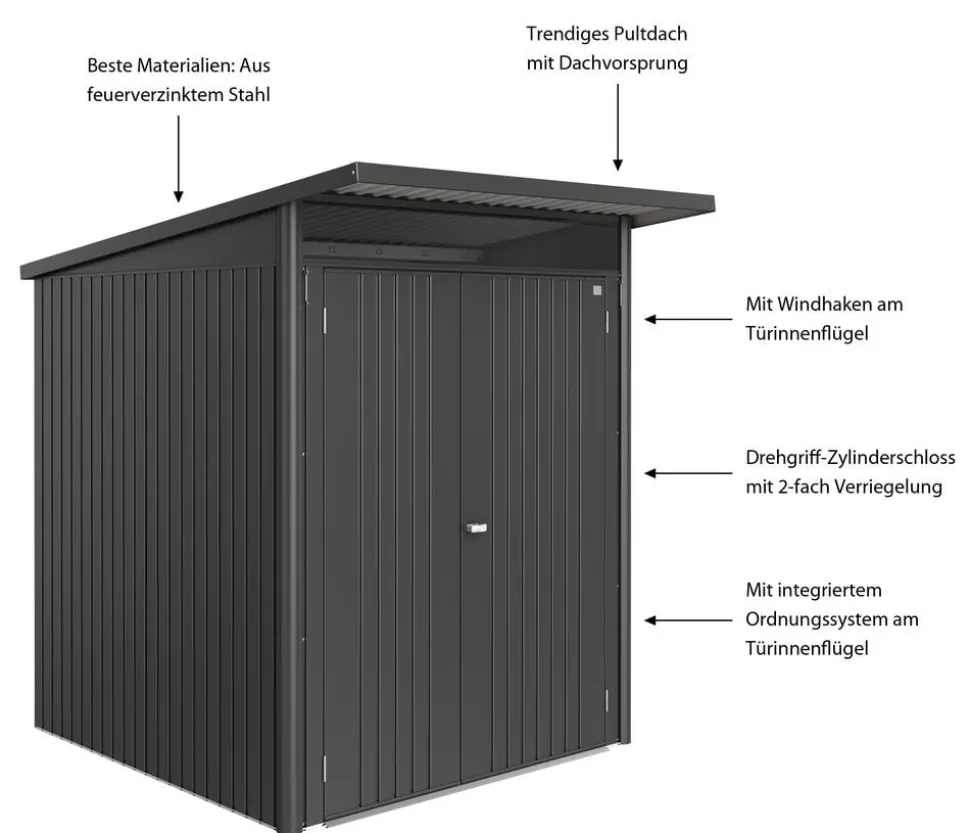 Biohort Metallgerätehaus AvantGarde ECO A1, ca. B180/H218/T220 cm
