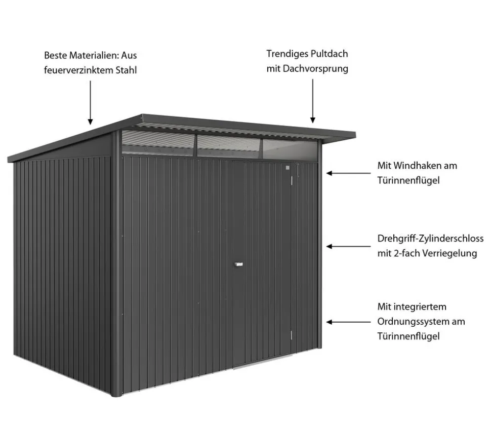 Biohort Metallgerätehaus AvantGarde ECO A5, ca. B260/H218/T220 cm