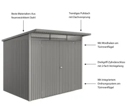 Biohort Metallgerätehaus AvantGarde ECO A5, ca. B260/H218/T220 cm