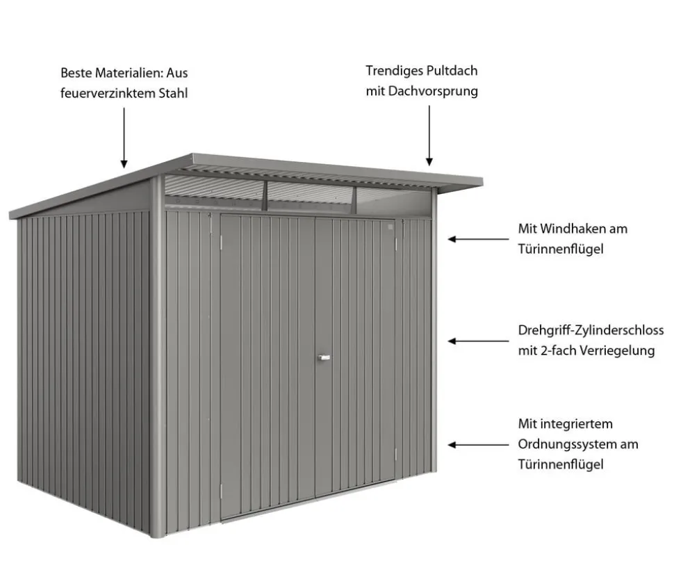 Biohort Metallgerätehaus AvantGarde ECO A5, ca. B260/H218/T220 cm