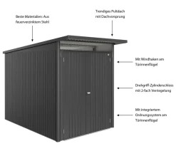 Biohort Metallgerätehaus AvantGarde ECO A3, ca. B180/H217/T300 cm