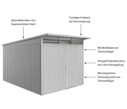 Biohort Metallgerätehaus AvantGarde ECO A3, ca. B180/H217/T300 cm