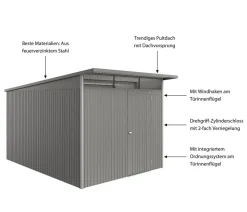 Biohort Metallgerätehaus AvantGarde ECO A2, ca. B180/H218/T260 cm