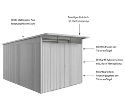 Biohort Metallgerätehaus AvantGarde ECO A8, ca. B260/H222/T380 cm