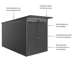 Biohort Metallgerätehaus AvantGarde ECO A4, ca. B180/H222/T380 cm
