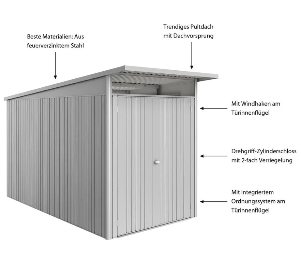 Biohort Metallgerätehaus AvantGarde ECO A4, ca. B180/H222/T380 cm