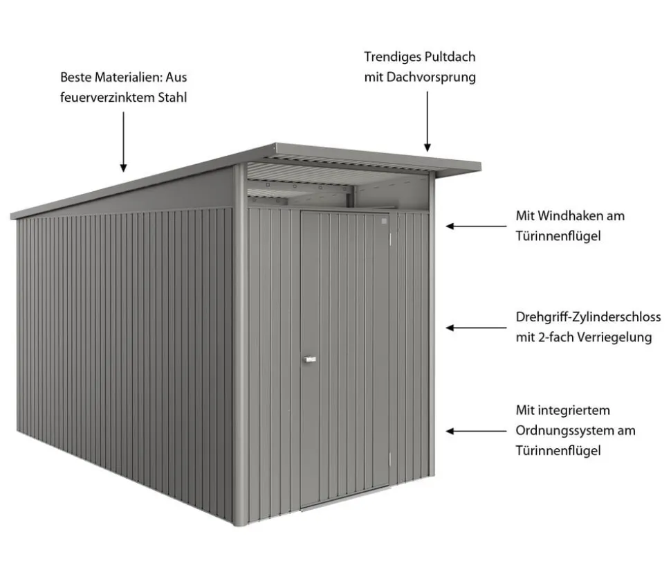 Biohort Metallgerätehaus AvantGarde ECO A4, ca. B180/H222/T380 cm
