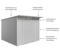 Biohort Metallgerätehaus AvantGarde ECO A7, ca. B260/H217/T300 cm