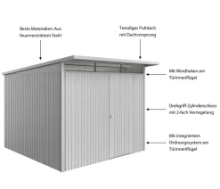 Biohort Metallgerätehaus AvantGarde ECO A7, ca. B260/H217/T300 cm