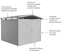 Biohort Metallgerätehaus Panorama® P4, ca. B273/H227/T278 cm