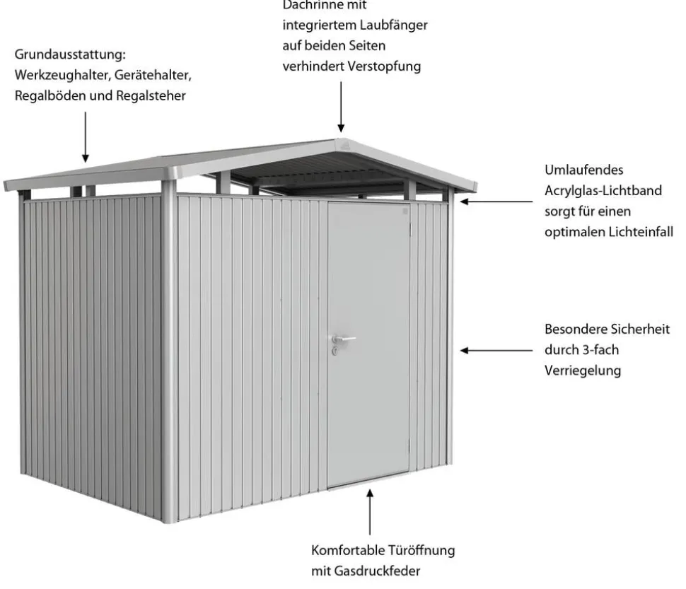 Biohort Metallgerätehaus Panorama® P3, ca. B273/H227/T238 cm