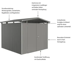 Biohort Metallgerätehaus Panorama® P4, ca. B273/H227/T278 cm