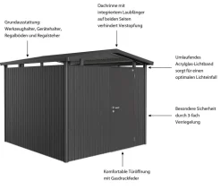 Biohort Metallgerätehaus Panorama® P2, ca. B273/H227/T198 cm