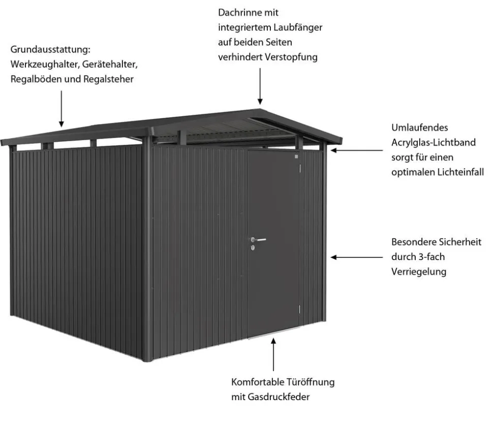 Biohort Metallgerätehaus Panorama® P2, ca. B273/H227/T198 cm