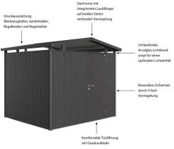 Biohort Metallgerätehaus Panorama® P3, ca. B273/H227/T238 cm