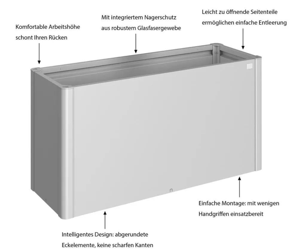 Biohort Metall HochBeet 1,5x0,5, ca. B152/H77/T53 cm