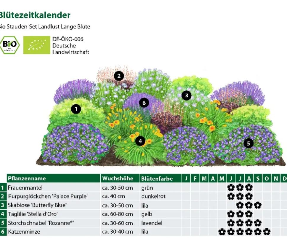 Bio Stauden-Set Lange Blüte, Landlust Kollektion, 18-teilig
