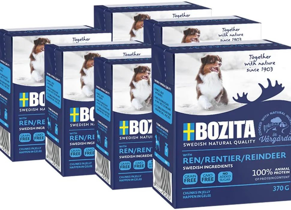 BOZITA Nassfutter für Hunde Häppchen in Gelee, 6 x 370 g