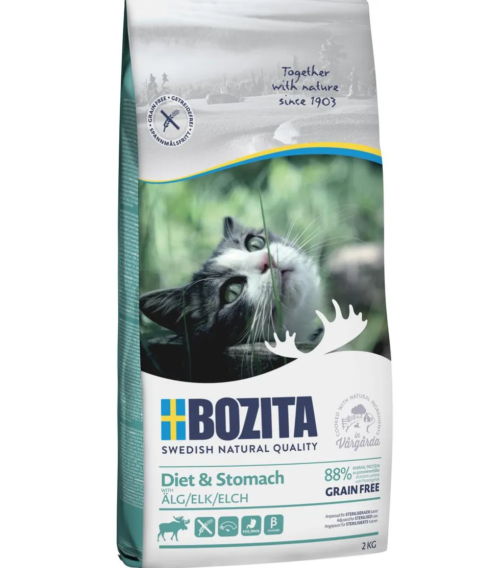 BOZITA Trockenfutter für Katzen Diet & Stomach Grain Free Elk, Elch
