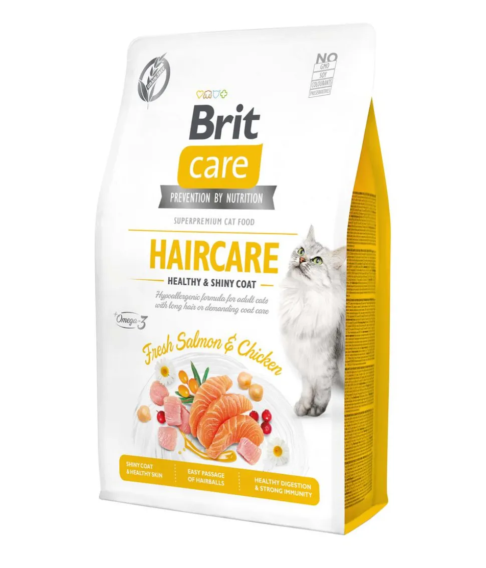 Brit Care Trockenfutter für Katzen Haircare Adult, Lachs & Huhn