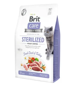 Brit Care Trockenfutter für Katzen Sterilized Weight Control Adult, Ente & Truthahn