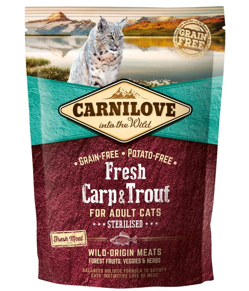 Carnilove Fresh Trockenfutter für Katzen Sterilized Adult, Karpfen & Forelle