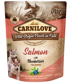 Carnilove Nassfutter für Hunde Wild-Origin Paté Puppy, Lachs & Blaubeeren, 300 g