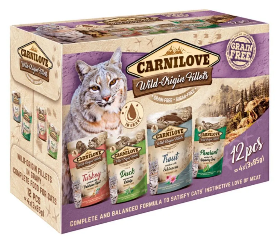 Carnilove Nassfutter für Katzen Wild-Origins Fillets Multipack Adult, 12 x 85 g