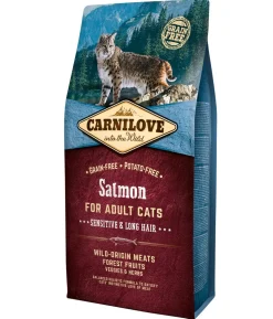 Carnilove Trockenfutter für Katzen Sensitive & Long Hair Adult, Lachs