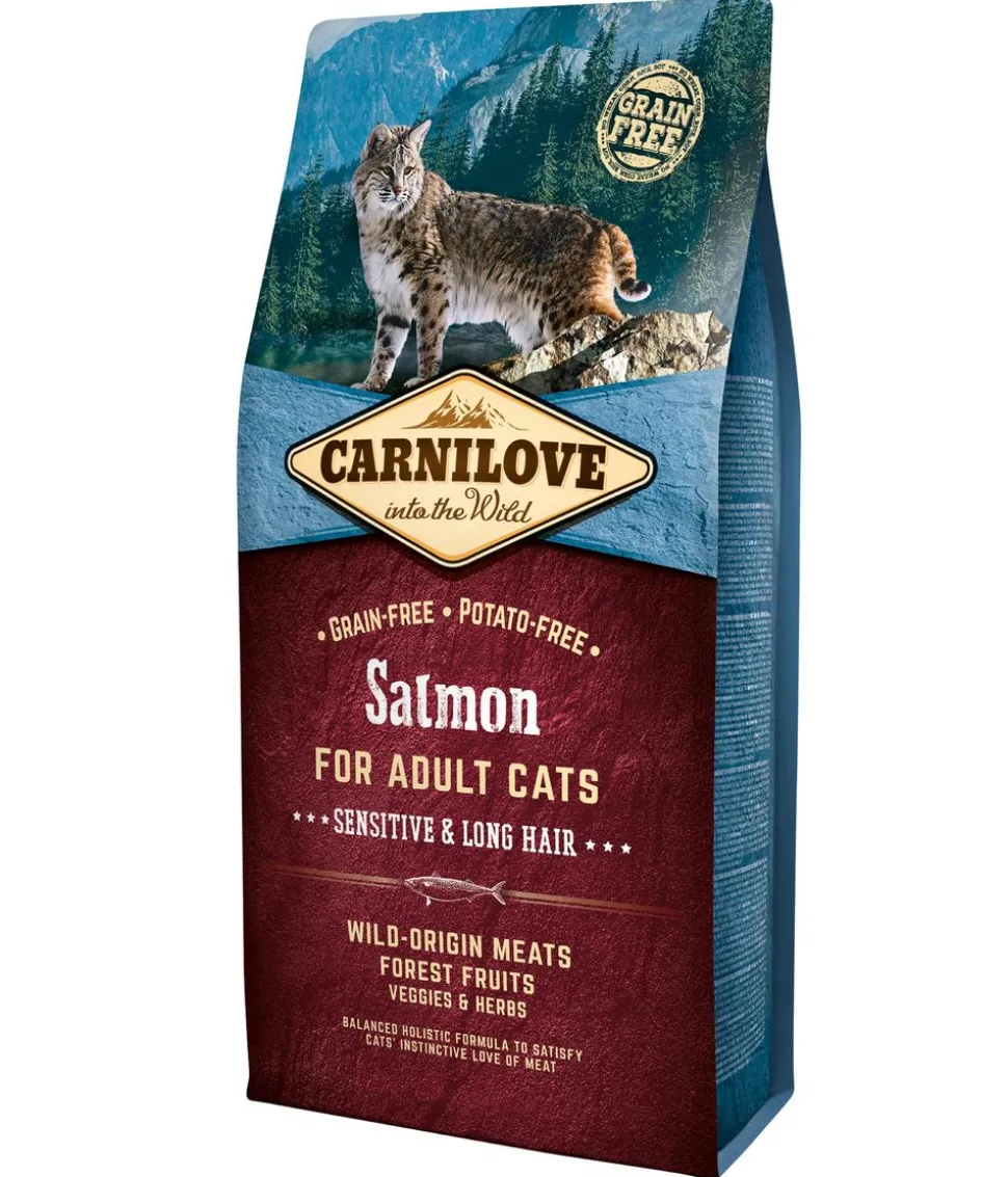 Carnilove Trockenfutter für Katzen Sensitive & Long Hair Adult, Lachs