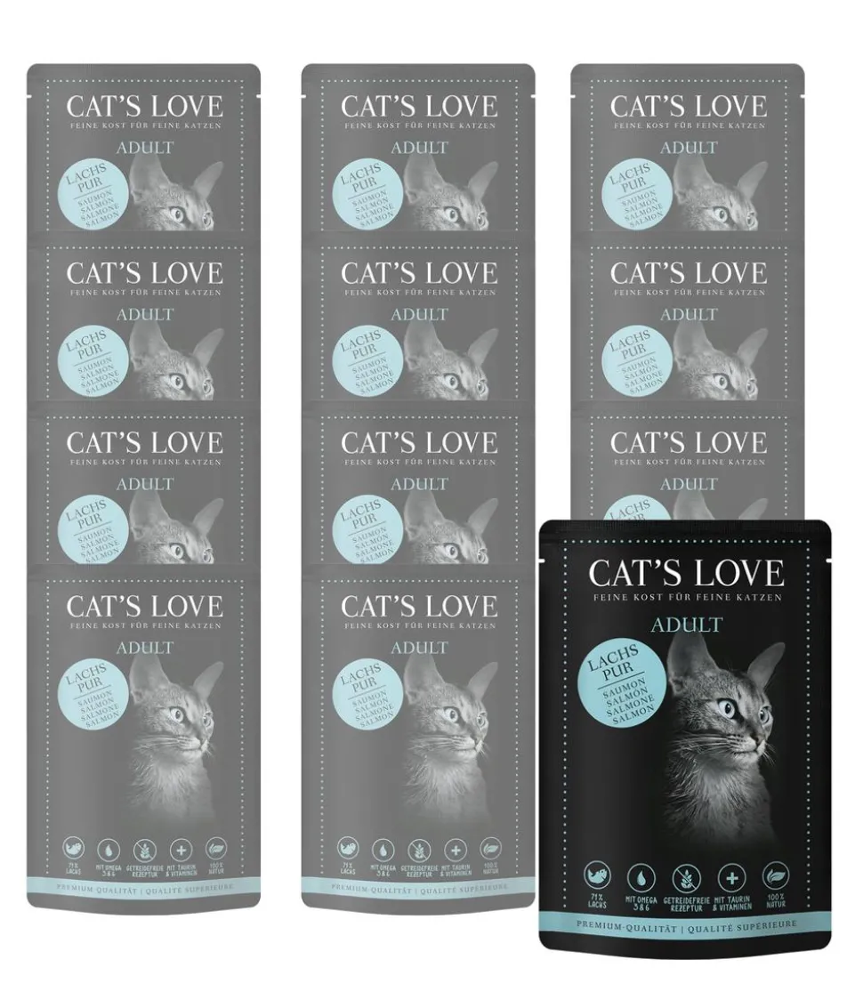 CAT'S LOVE Nassfutter für Katzen Adult Pur, 12 x 85 g