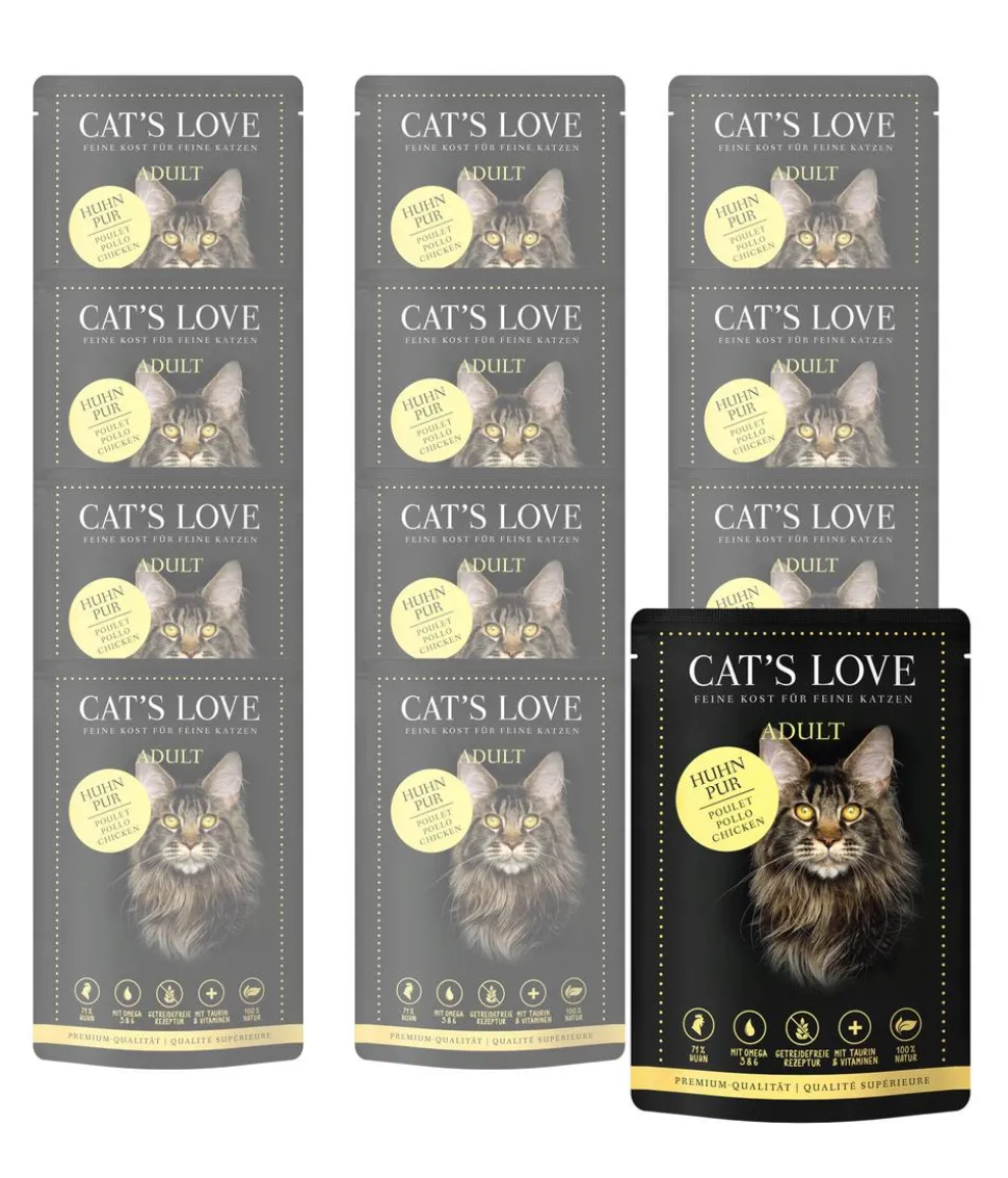 CAT'S LOVE Nassfutter für Katzen Adult Pur, 12 x 85 g