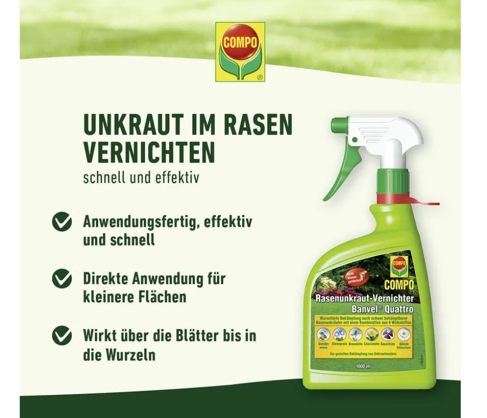COMPO Rasenunkraut-Vernichter Banvel® Quattro, 1 Liter