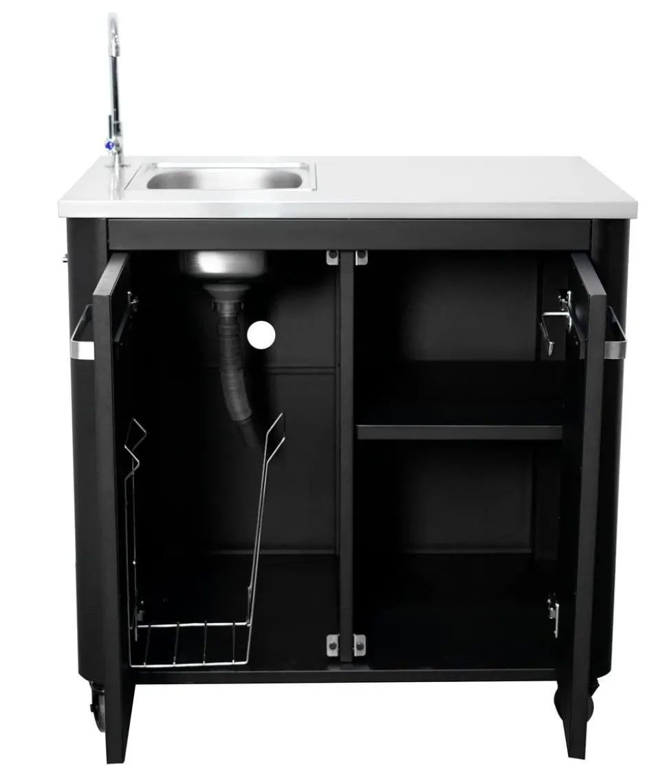 Cozze Outdoor-Küche Außentisch mit Edelstahlspüle, inkl. Wasserhahn, ca. B93,5/H90/T60 cm