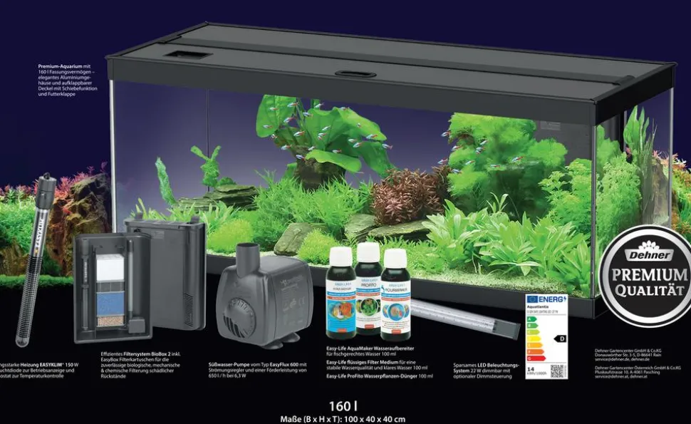 Dehner Aqua Premium Aquarium-Set ProLine 100, schwarz, 160 l, ca. B100/H40/T40 cm