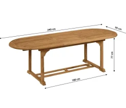 Dehner Ausziehtisch Havanna, ca. B180-240/H74/T90 cm