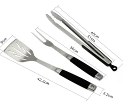 Dehner BBQ Edelstahl-Grillbesteck, 3-teilig