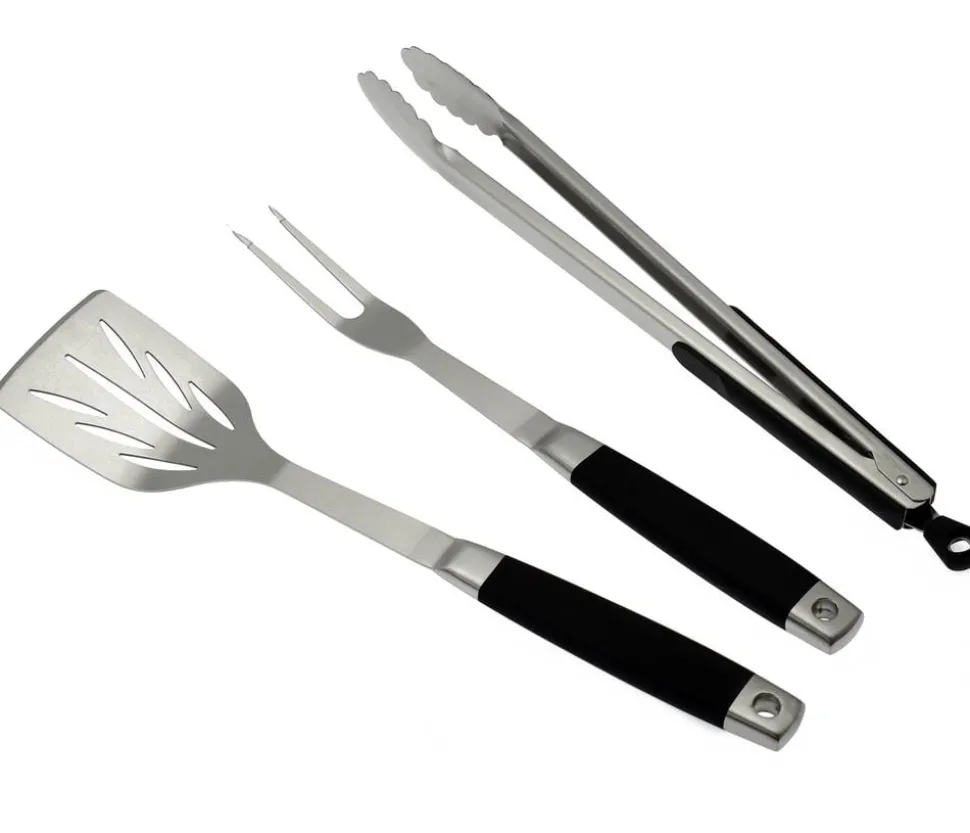 Dehner BBQ Edelstahl-Grillbesteck, 3-teilig