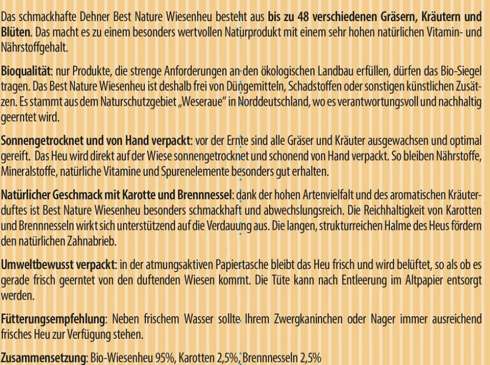 Dehner Best Nature Bio Natur-Wiesenheu, mit Karotten, 1 kg